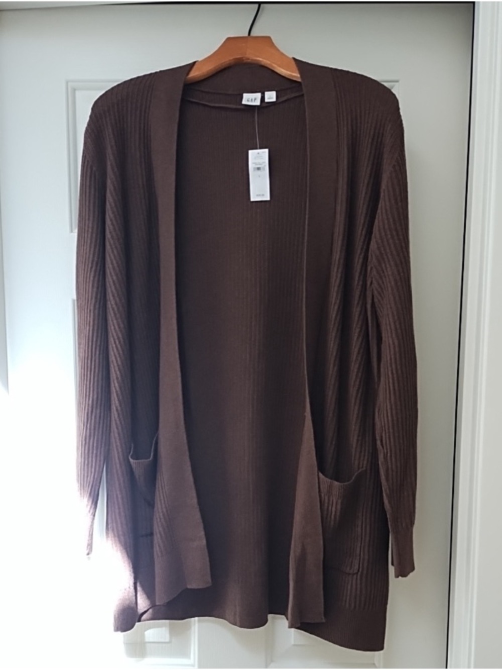 GAP Brown Open-Front Ribbed Cardigan